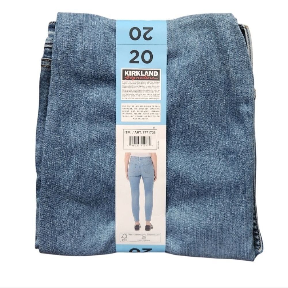 Kirkland Women's Blue High-Rise Stretch Skinny Jeans Classic Denim Size 20 (XXL) - Picture 3 of 12